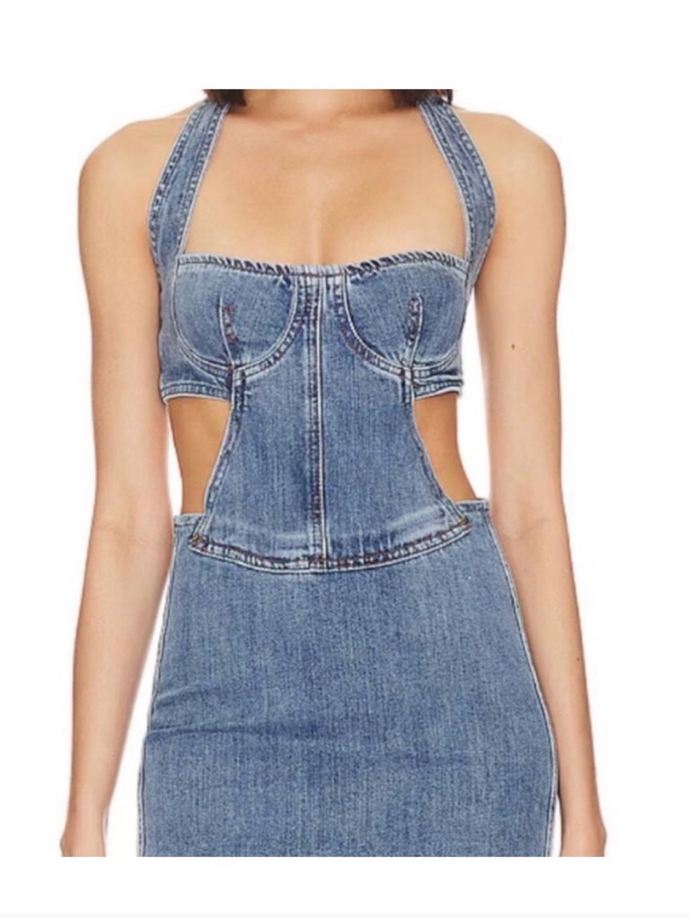 superdown Blue Denim Cutout Mini Dress - Picture 2 of 4
